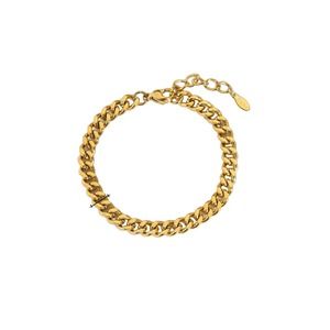CAROLYN Cuban Link Chain Bracelet Solid 18K Gold Plated Stainless Steel